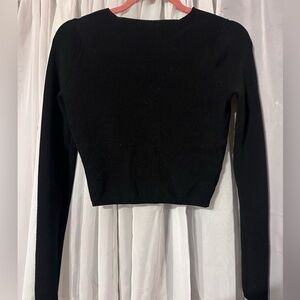 Bar III Black Long Sleeve Crop Top